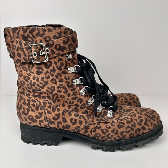Abound animal print military boot, 9, thick fabric upper, Streetwear Grunge Moto - Picture 3 of 8